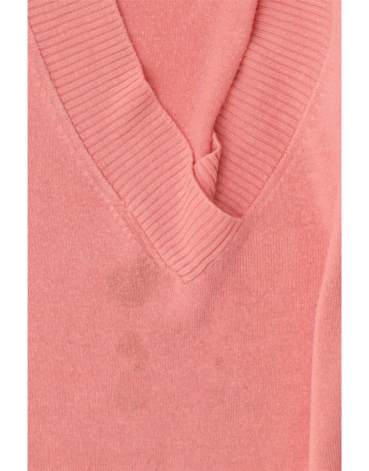Maglione oversize con scollo a V da donna Marks & Spencer UK 16 grande rosa
