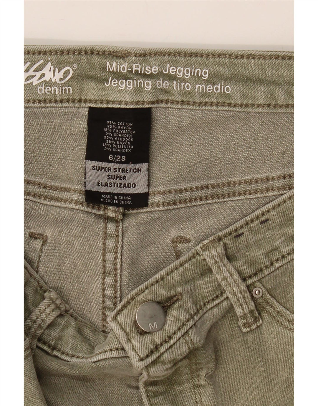 MOSSIMO Womens Mid Rise Jegging Jeans US 6 Medium W28 L27 Khaki Cotton Vintage Mossimo and Second-Hand Mossimo from Messina Hembry 