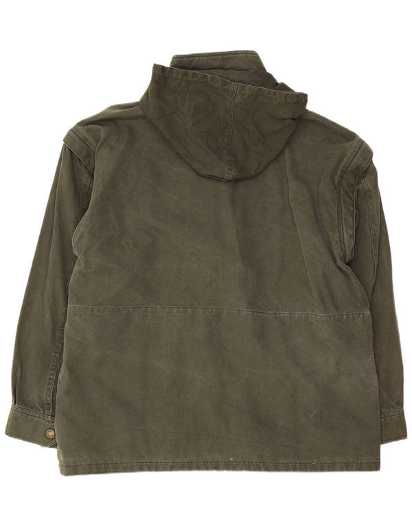 Giacca utilitaria da equitazione vintage da uomo con cappuccio EU 50 grande cotone verde