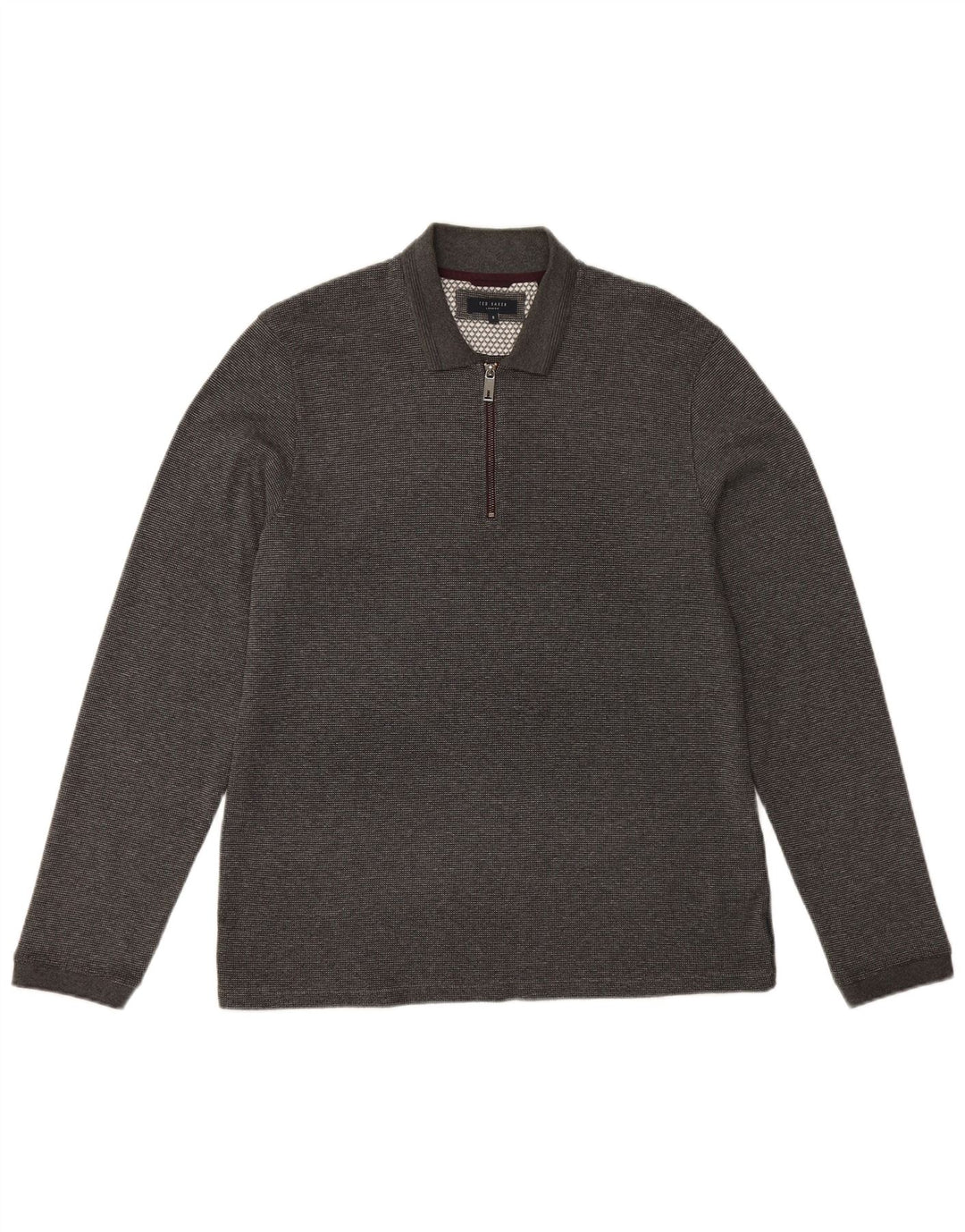 Polo da uomo a maniche lunghe TED BAKER London taglia 5 XL in cotone grigio