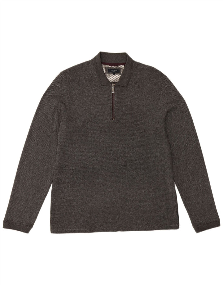 Polo da uomo a maniche lunghe TED BAKER London taglia 5 XL in cotone grigio