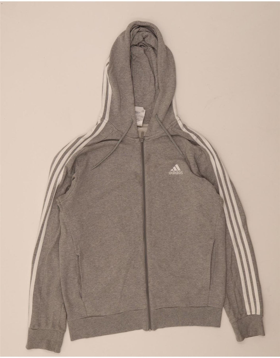 Maglione con cappuccio e zip Adidas da uomo vestibilità regolare in cotone grigio medio