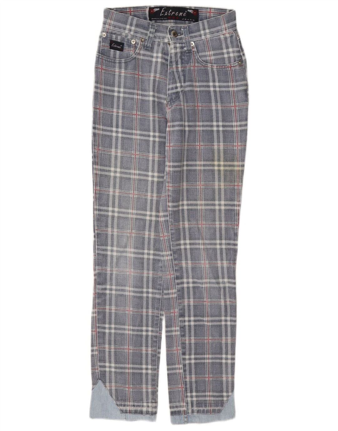 Jeans affusolati da donna Extreme W26 L29 cotone a quadri blu