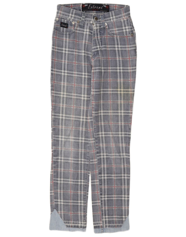 Jeans affusolati da donna Extreme W26 L29 cotone a quadri blu