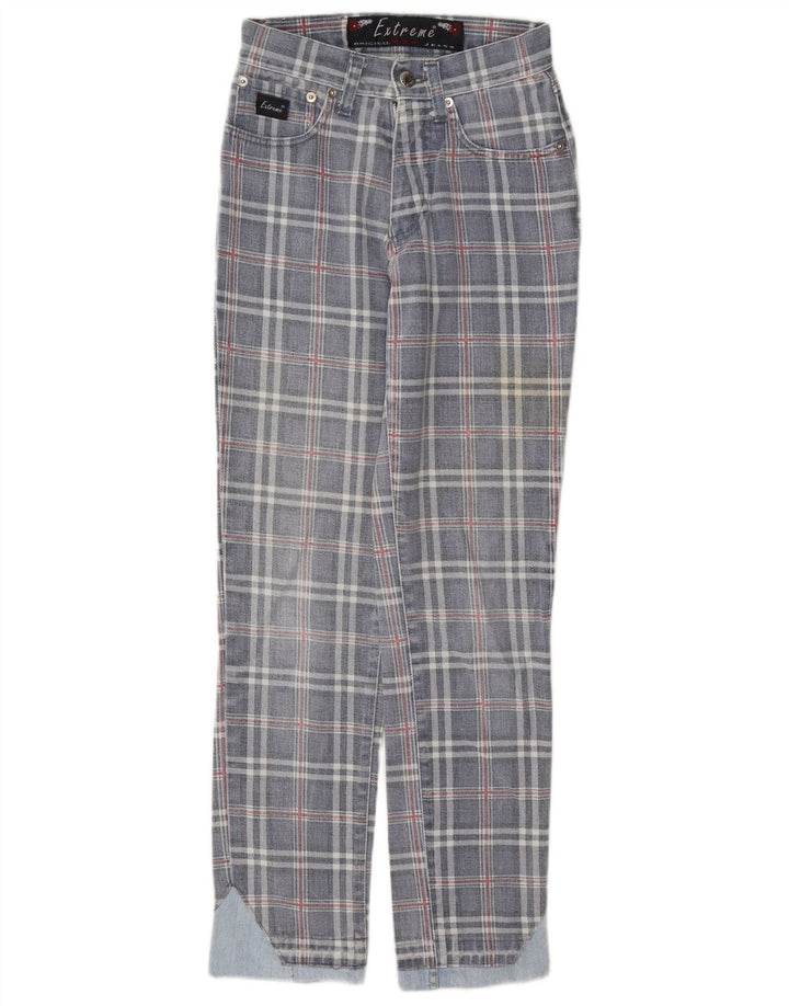 Jeans affusolati da donna Extreme W26 L29 cotone a quadri blu