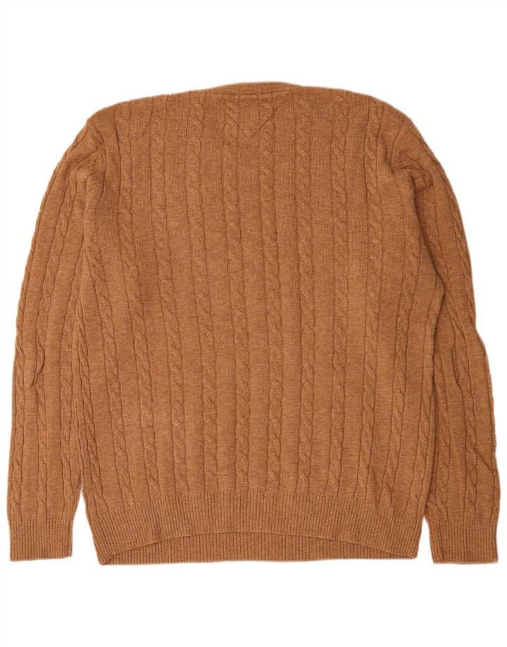 Maglione maglione girocollo da uomo Tommy Hilfiger XL lana d'agnello marrone