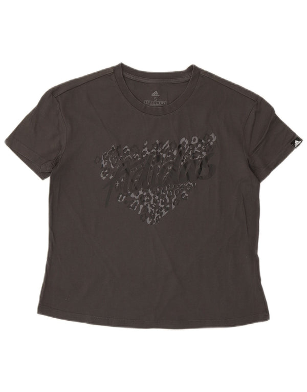 T-shirt grafica da donna Adidas Top UK 8/10 piccola in cotone grigio