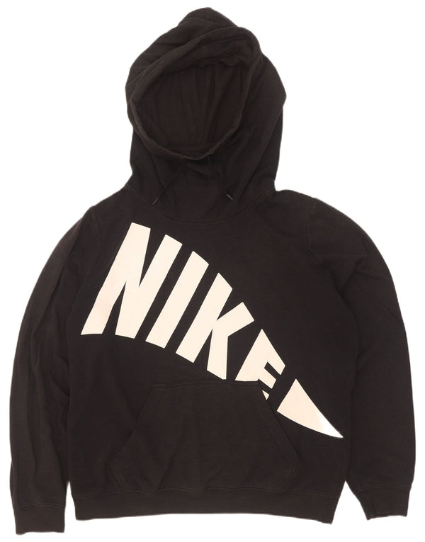 Felpa con cappuccio oversize grafica Nike da donna UK 16 grande cotone nero