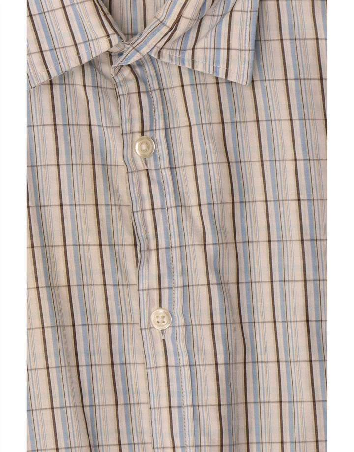 Camicia a maniche corte da uomo Hugo Boss XL in cotone a quadri blu