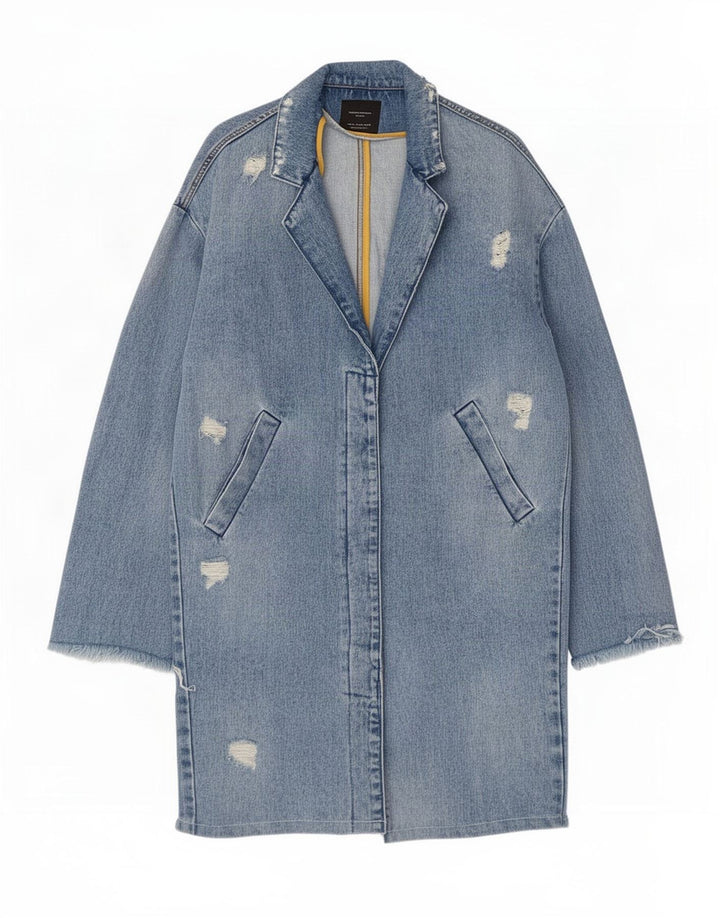 Cappotto in denim invecchiato Trafaluc da donna Zara UK 14 Blu medio