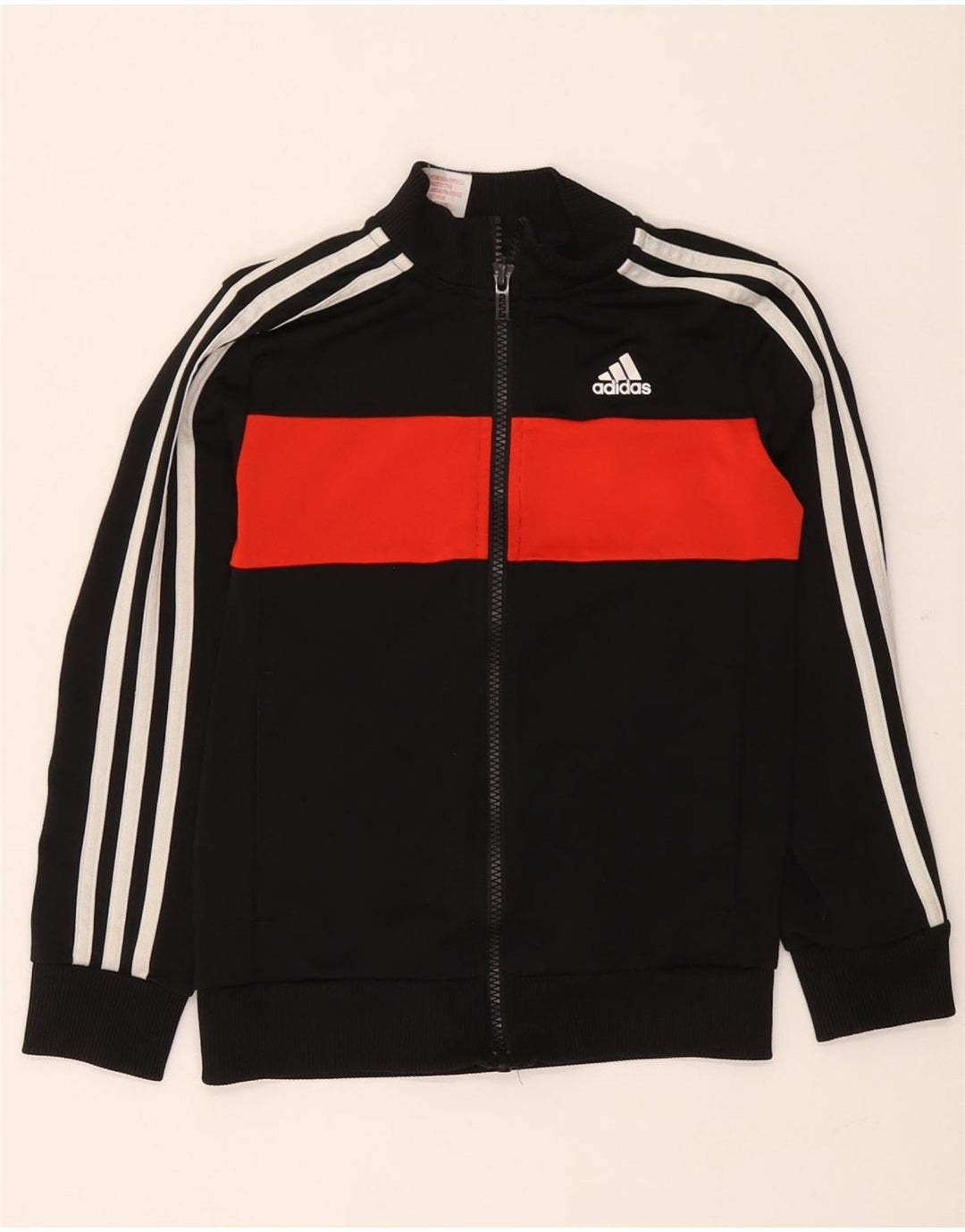 Giacca da tuta da ragazzo Adidas 7-8 anni in poliestere color block nero