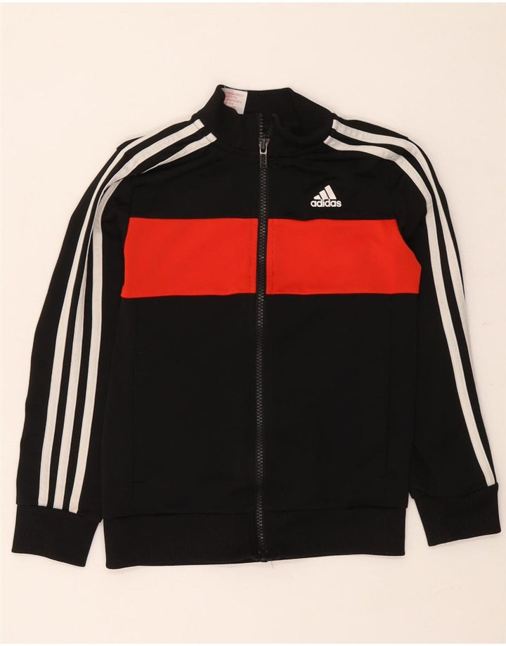 Giacca da tuta da ragazzo Adidas 7-8 anni in poliestere color block nero