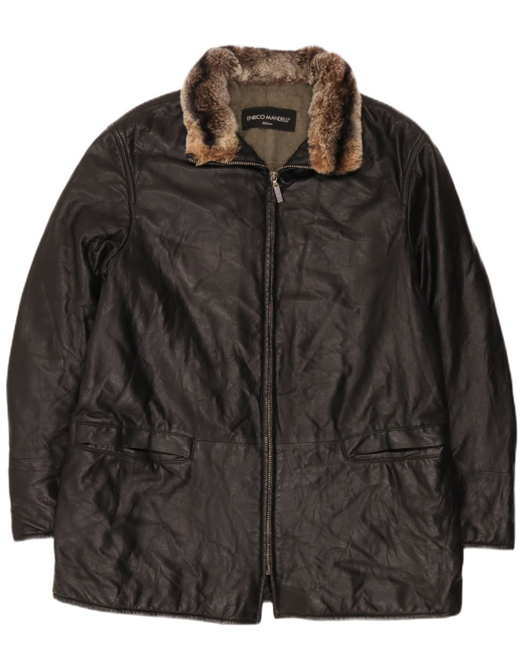 Giacca in pelle da uomo Enrico Mandelli UK 42 XL Nera