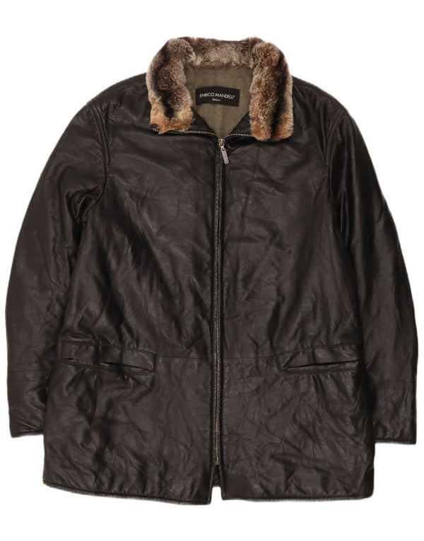 Giacca in pelle da uomo Enrico Mandelli UK 42 XL Nera