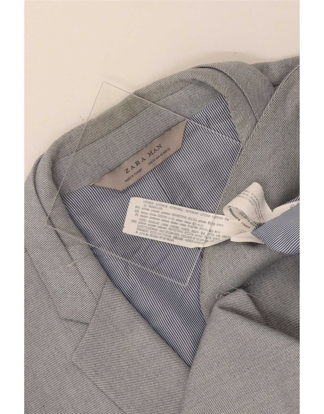Giacca blazer da uomo a 2 bottoni Zara EU 56 XL poliestere grigio