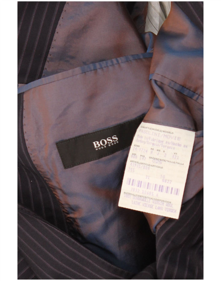 Giacca blazer da uomo a 2 bottoni HUGO BOSS UK 42 XL gessato blu navy