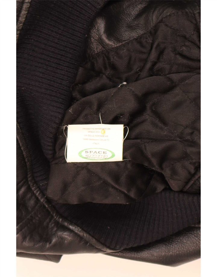 Giacca in pelle vintage da uomo UK 38 media nera