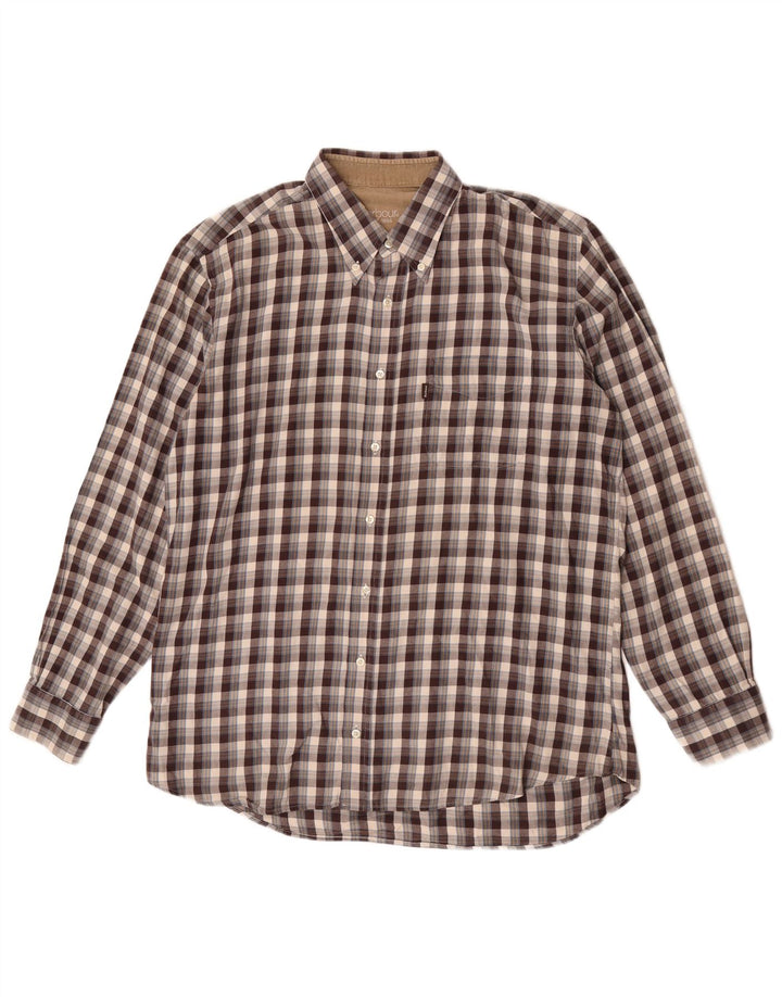 Camicia da uomo in flanella Barbour, cotone a quadri marroni grandi