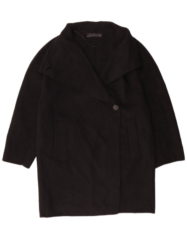 Cappotto ZARA Donna UK 16 Large Nero Lana