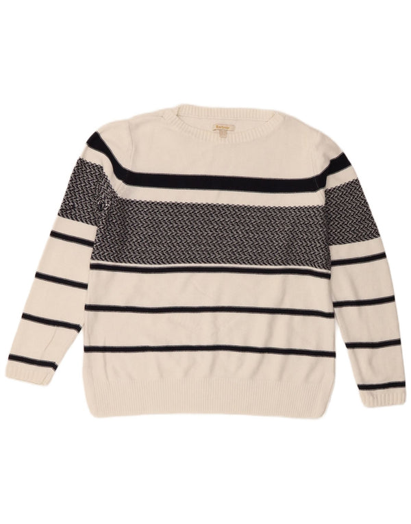 Maglione maglione oversize con scollo a barca da donna Barbour UK 10 piccolo a righe bianche