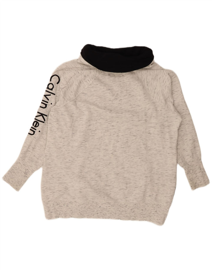 CALVIN KLEIN Felpa oversize da donna Maglione UK 18 XL Grigio chiazzato