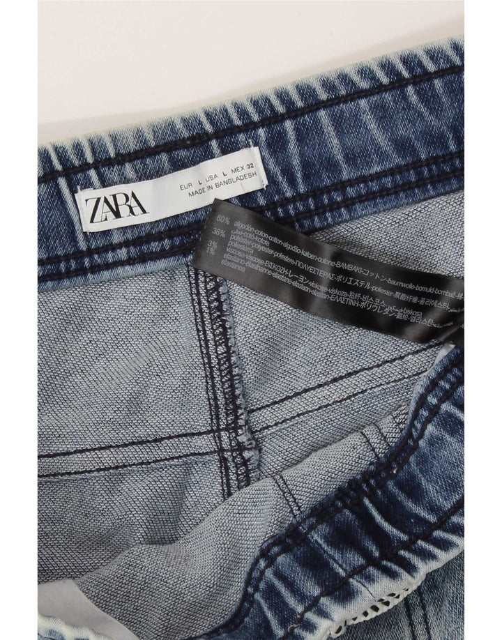 Pantaloncini di jeans da uomo Zara grandi W32 in cotone blu