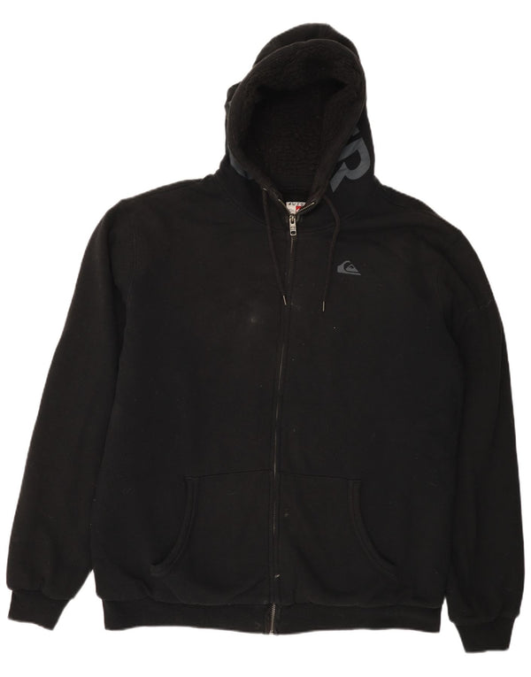 Felpa con cappuccio e zip grafica da uomo QUIKSILVER XL in cotone nero