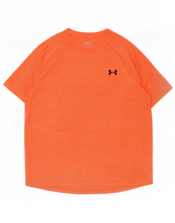 Under Armour Mens T-Shirt Top Medium Orange Flecked Polyester