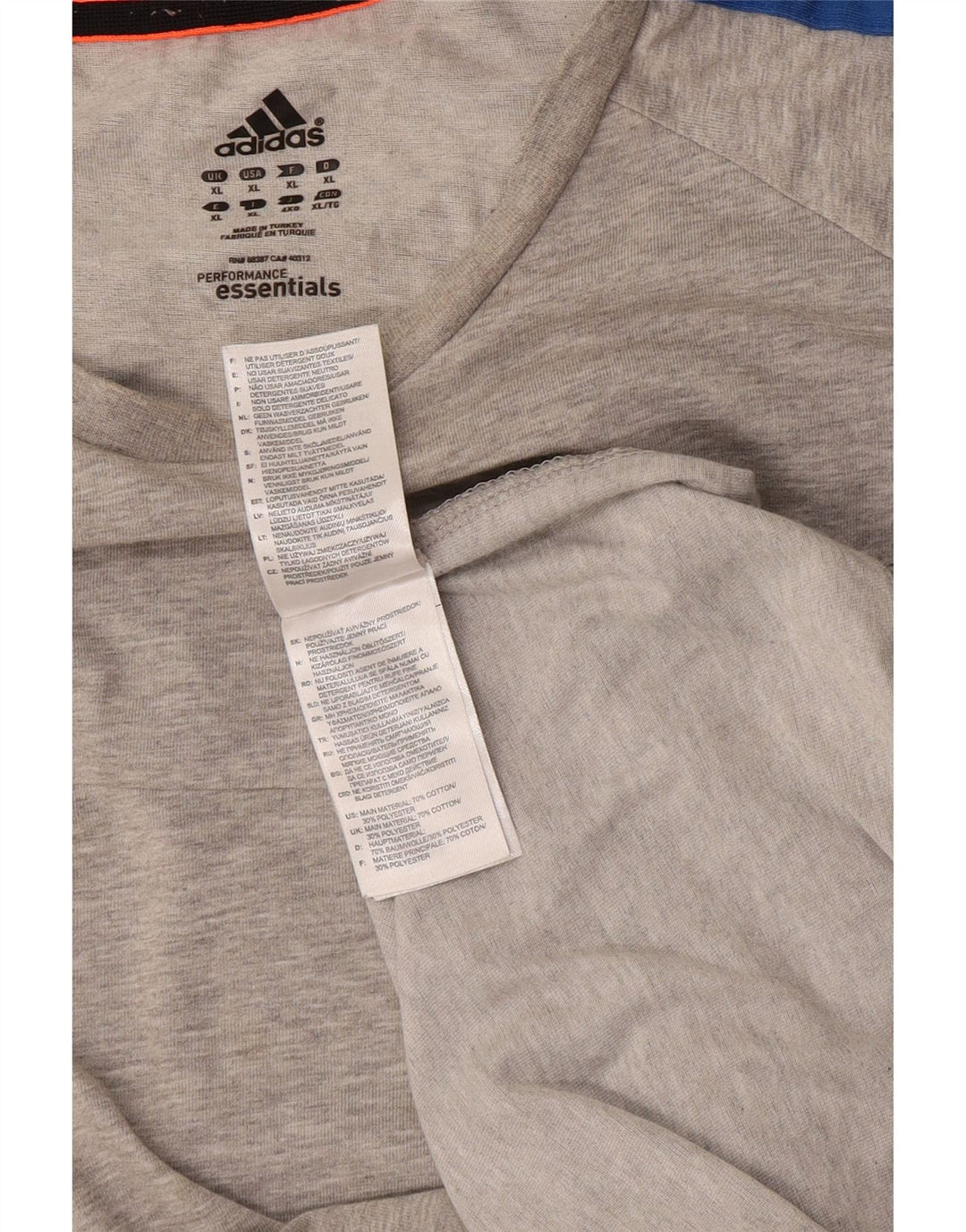 T-shirt Adidas Climalite da uomo Top XL in cotone chiazzato grigio