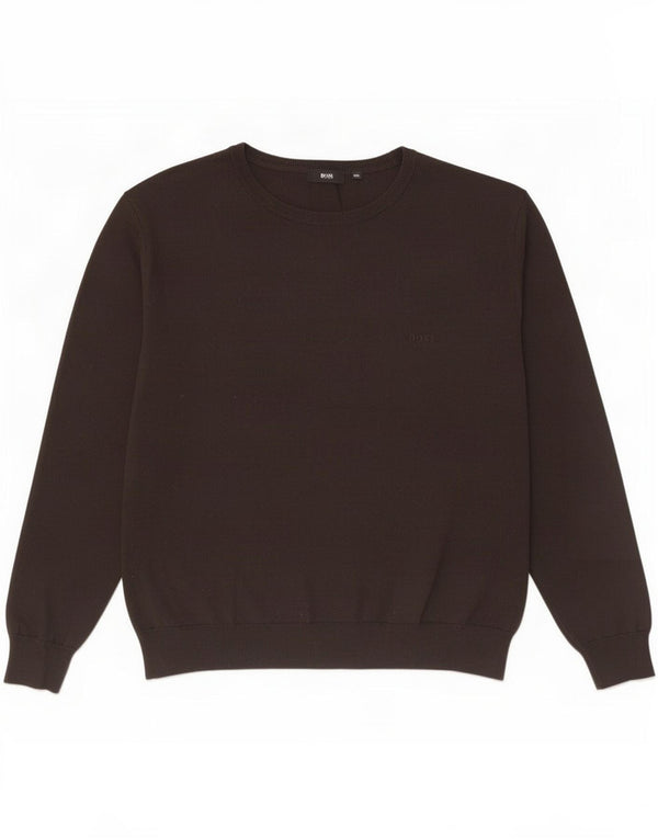Hugo Boss Maglione da uomo con scollo a barca vestibilità regolare 2XL Poliacrilico marrone