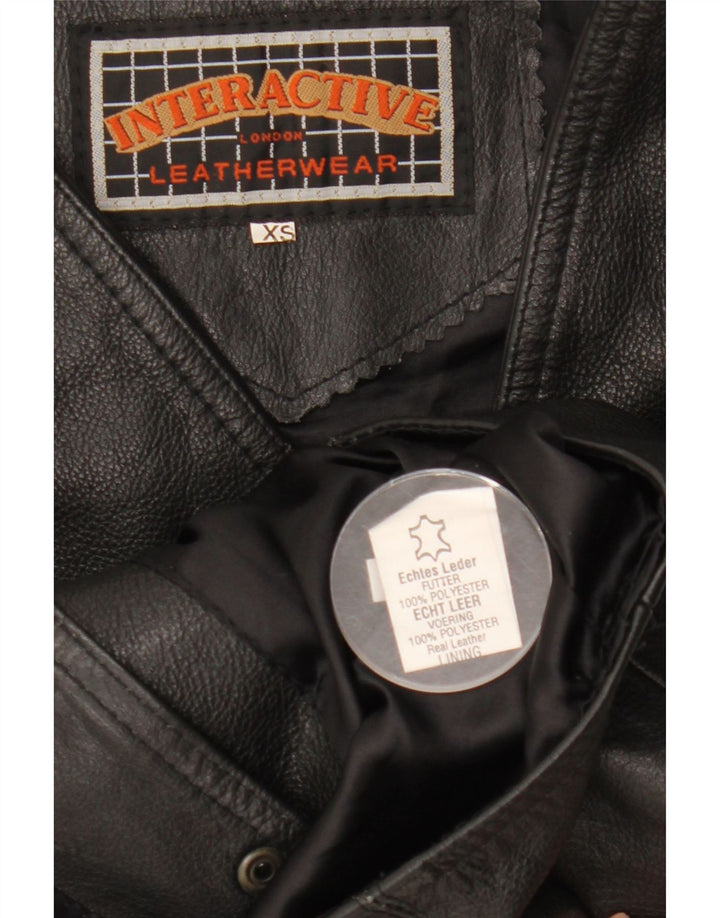 Gilet in pelle da uomo vintage XS in pelle nera