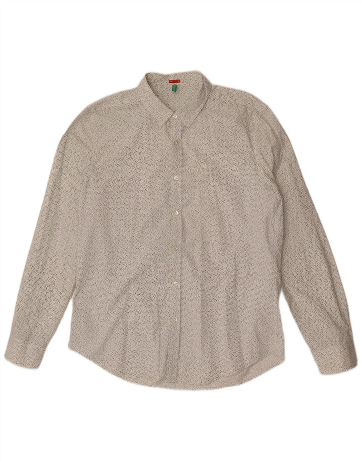 Camicia da uomo slim fit BENETTON grande bianca maculata