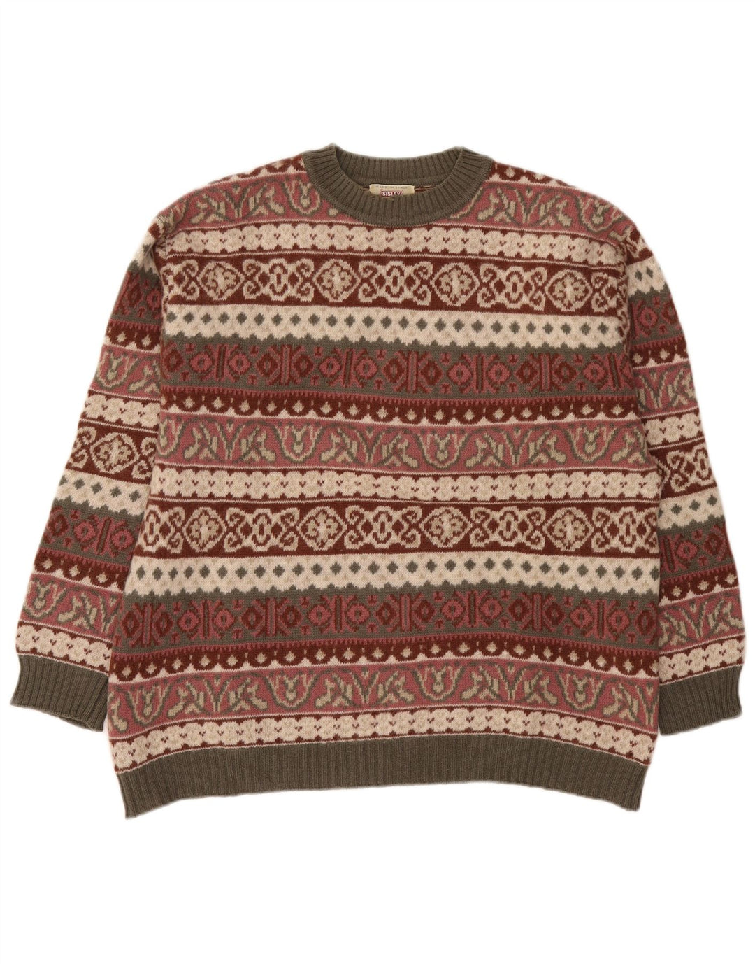 Maglione maglione girocollo da uomo Sisley XL multicolore Fair Isle