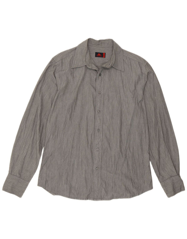 Camicia Kappa Uomo Cotone Gessato Grigio Medio