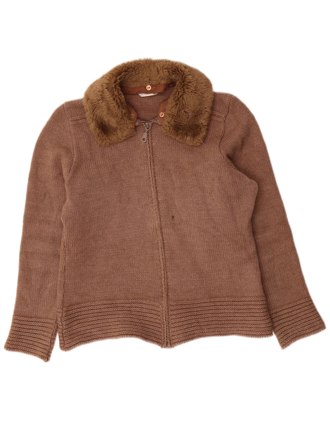 Maglione cardigan da donna Marks & Spencer SUK 14 lana marrone medio