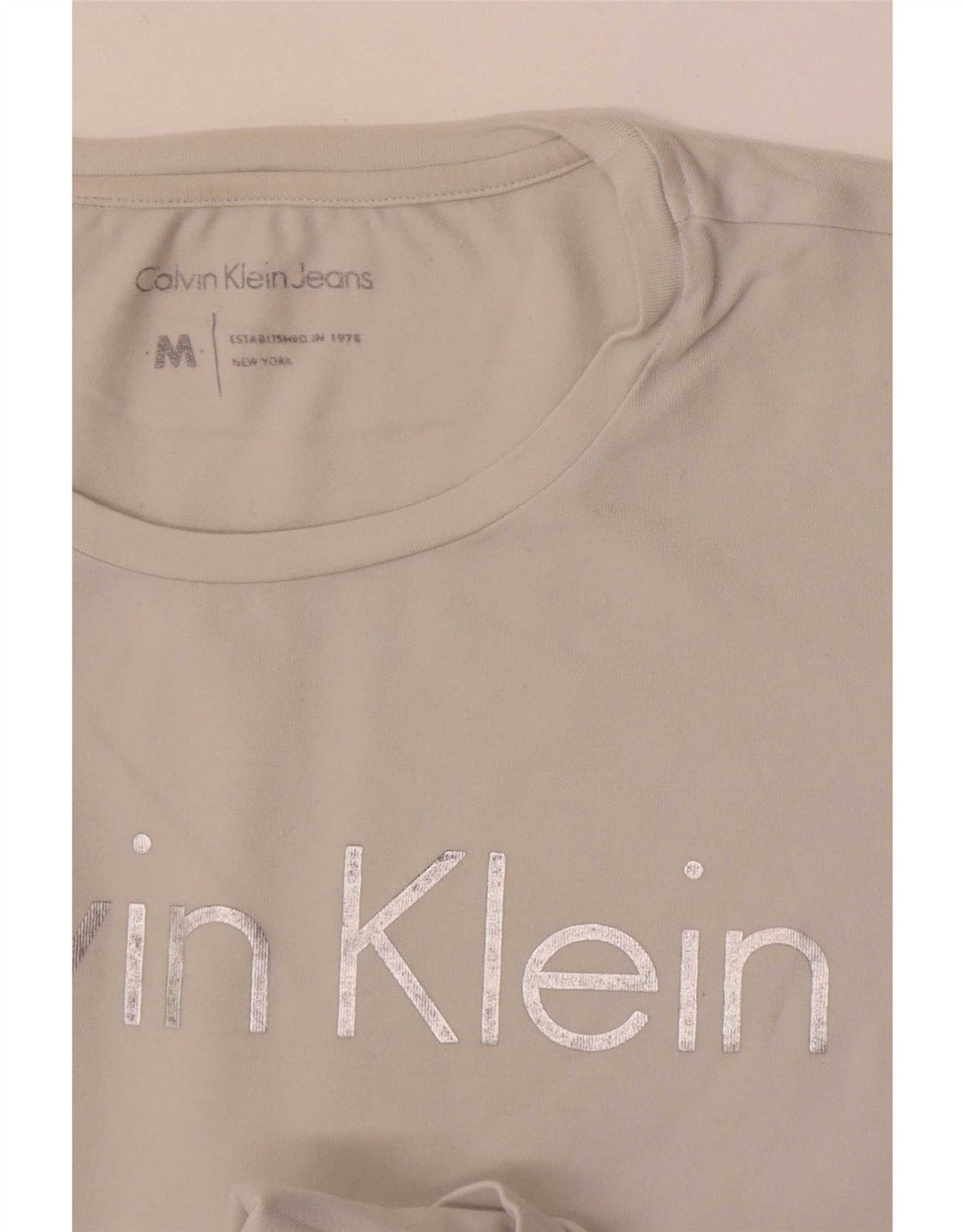 Maglietta grafica da donna Calvin Klein Jeans Top UK 12 Medium White