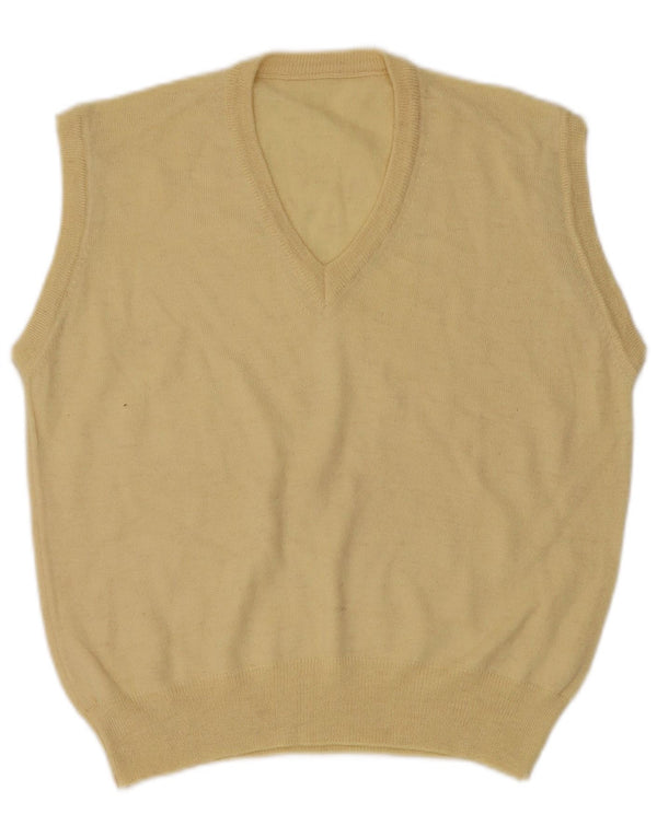 VINTAGE Mens Vest Tank Top Medium Yellow