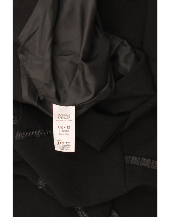 Gonna a trapezio da donna Marks & Spencer UK 12 media W34 nera geometrica