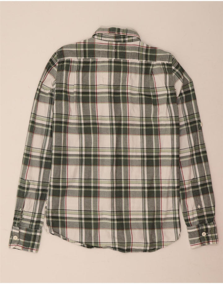 Camicia da uomo in flanella di cotone scozzese verde medio Superdry
