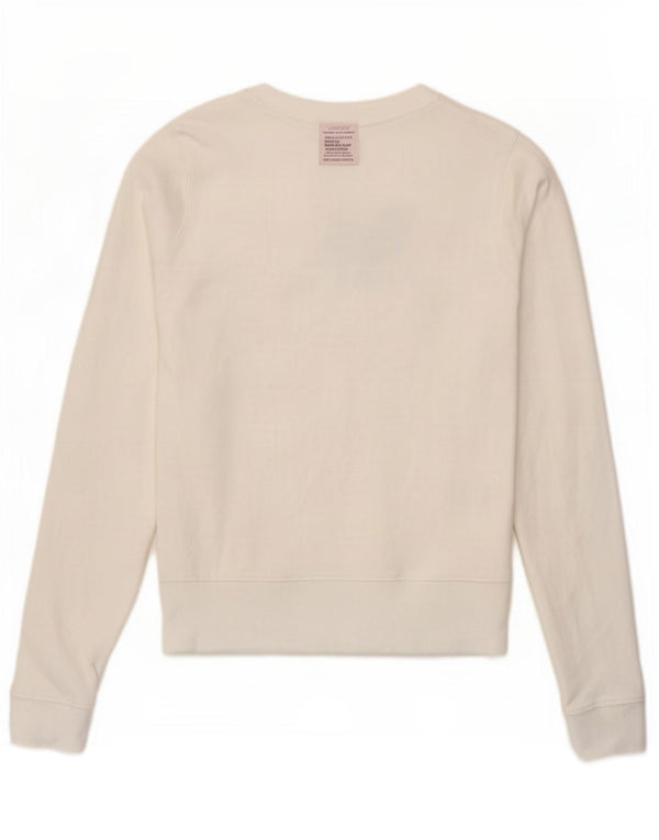 Felpa grafica da donna New Balance, maglione UK 10, piccolo cotone bianco