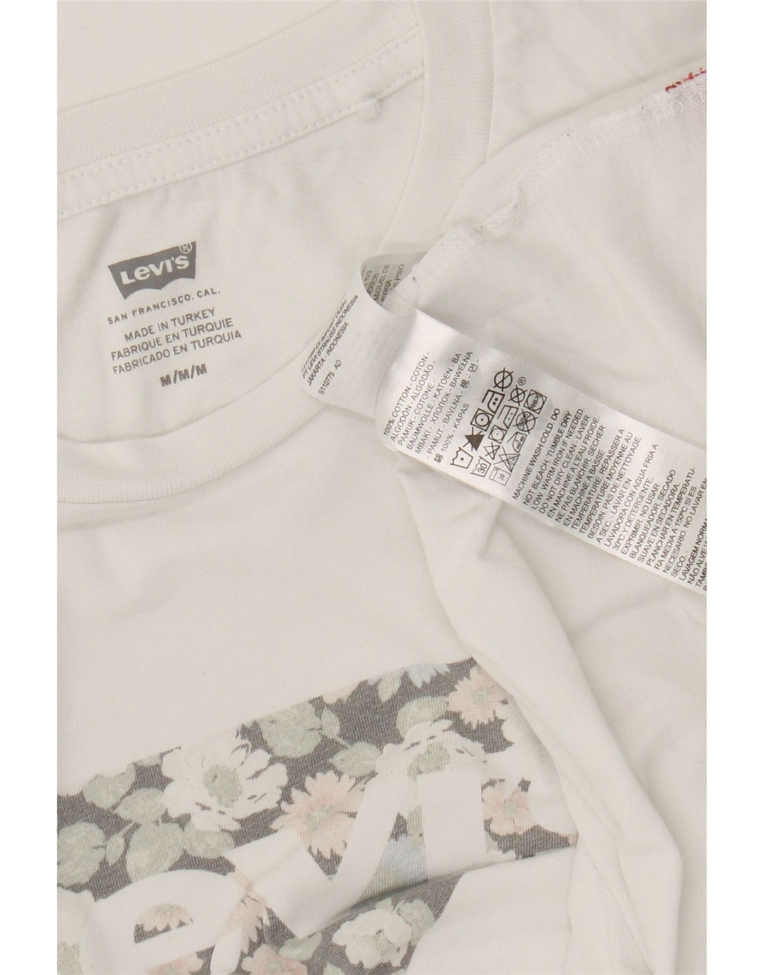 T-shirt grafica da donna Levi's Top UK 12 cotone bianco medio