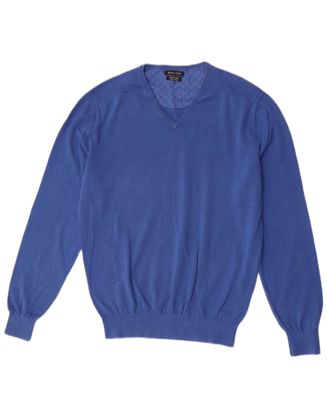 Maglione da uomo con scollo a V Massimo Dutti in cotone blu medio