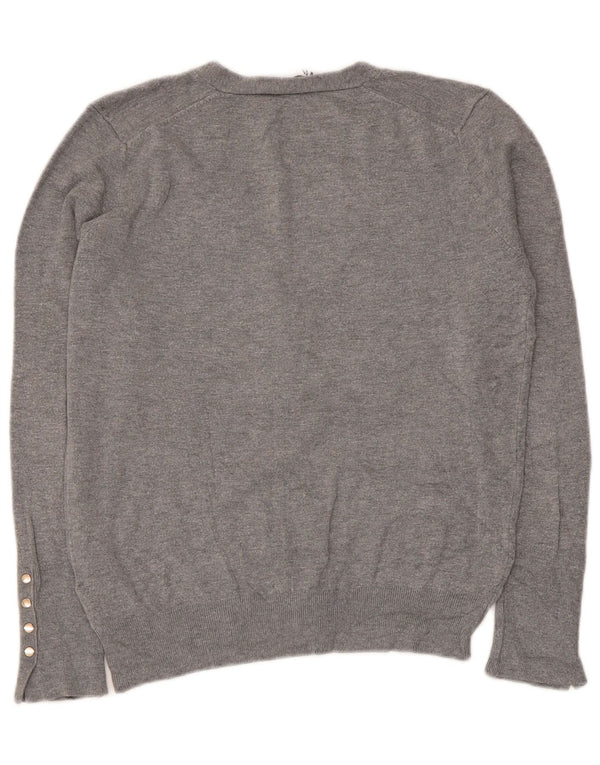 Maglione cardigan da donna Zara UK 14 grande viscosa grigia