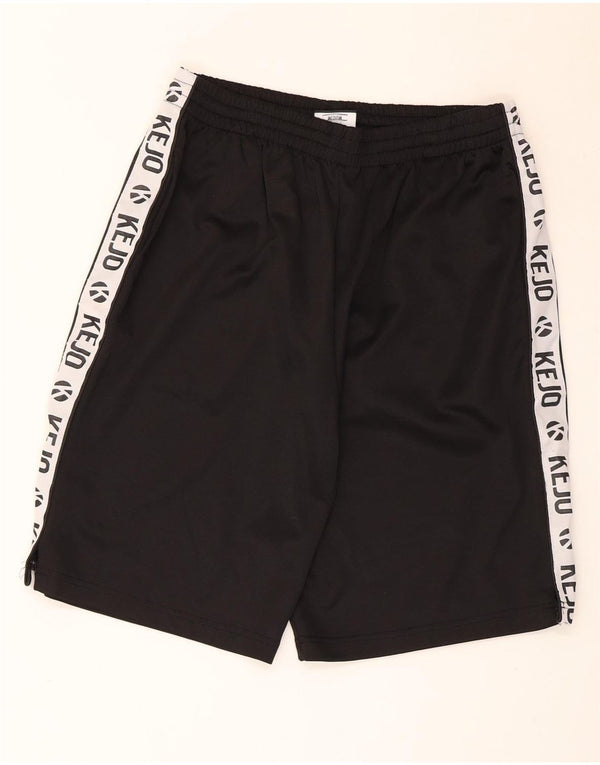 Pantaloncini sportivi grafici da uomo Kejo, poliestere color block medio nero