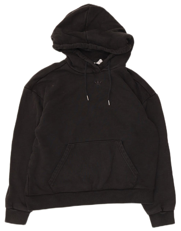 Felpa con cappuccio oversize grafica Adidas da donna UK 4/6 XS cotone nero