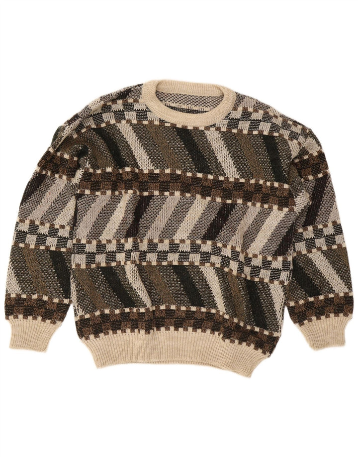 Maglione vintage da uomo girocollo IT 48/50 medio multicolore