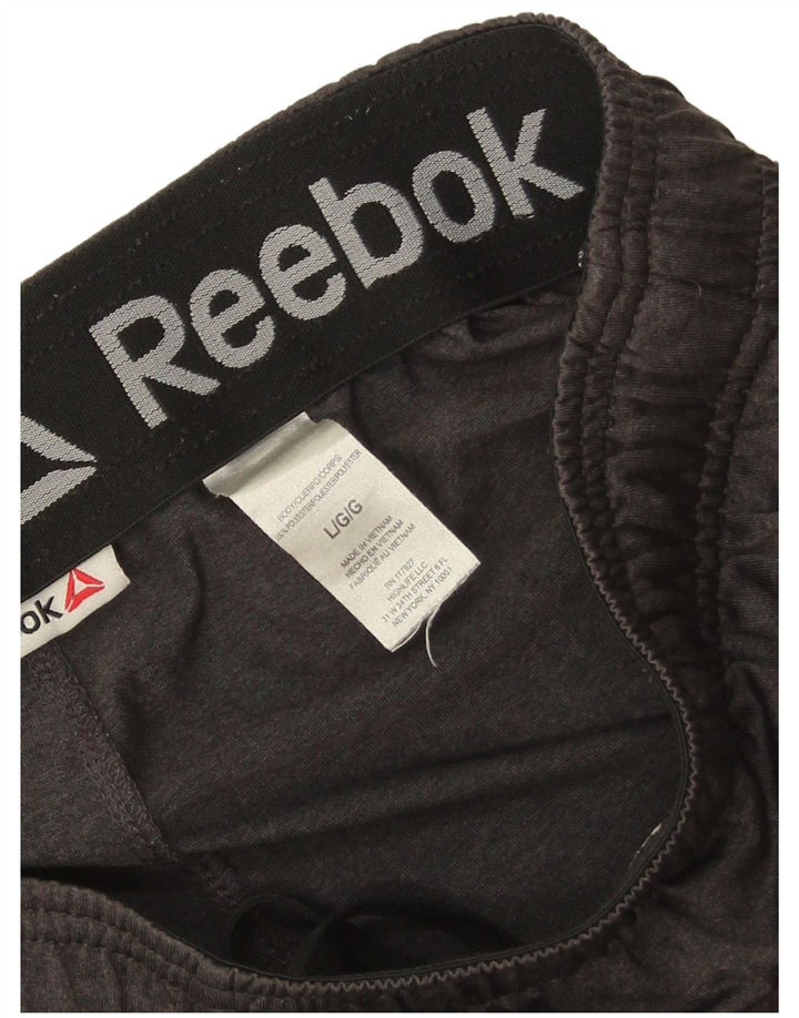 Pantaloncini sportivi Reebok da uomo grandi in poliestere grigio