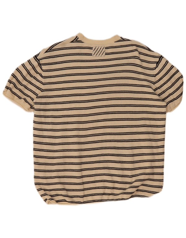 Maglione Zara da uomo a maniche corte girocollo, maglione a righe beige grandi