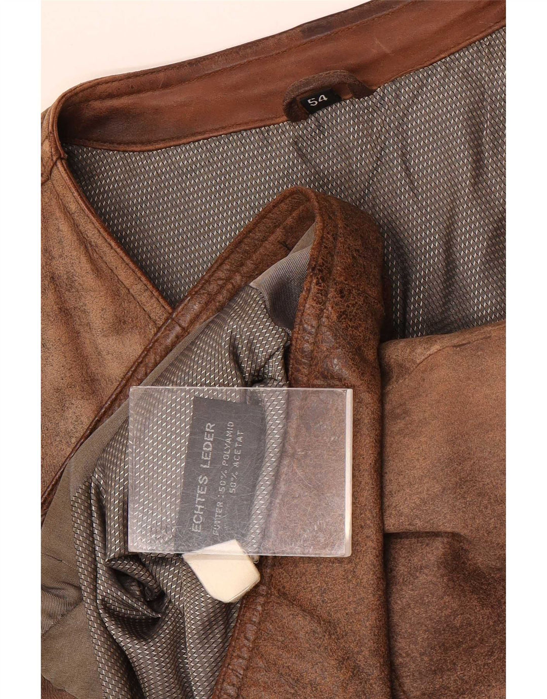 Gilet pratico in pelle da uomo vintage EU 54 2XL Marrone
