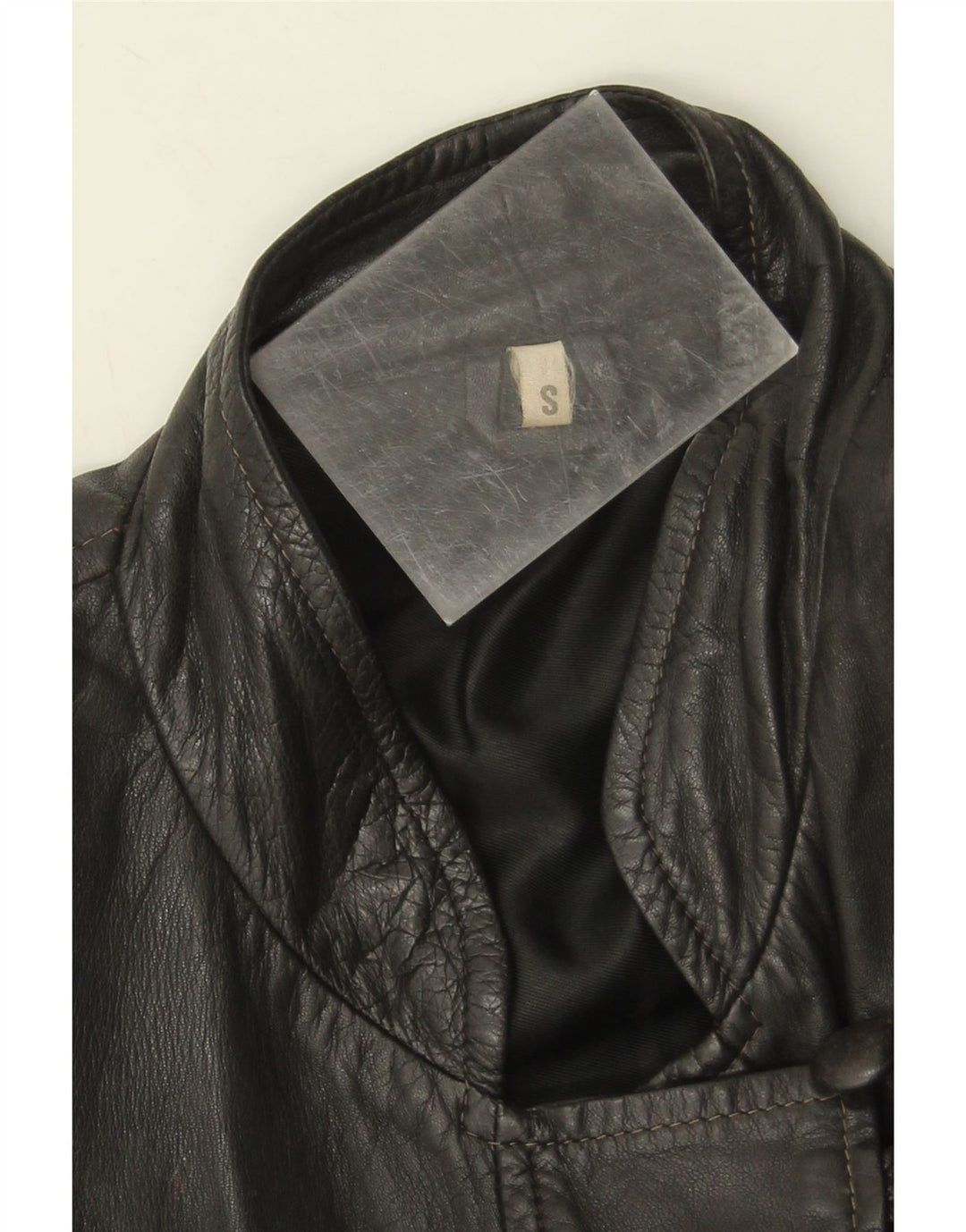 Giacca in pelle oversize da donna vintage UK 10 piccola in pelle nera